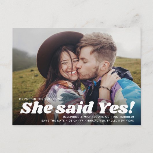 QRコード彼女はYes!ウェディング日付の写真を保存 案内ポストカード (正面)