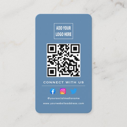 QRコード後を追スキャンによるUs Dusty Blueとの接続 名刺 (正面)