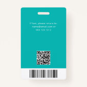 QRコード従業員フォトティール（緑がかった色）バッジ バッジ (裏面)