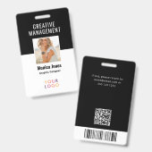 QRコード従業員フォトブラックバッジ バッジ (表裏)