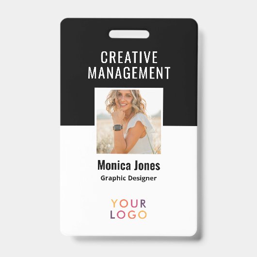 QRコード従業員フォトブラックバッジ バッジ (表面)