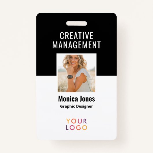 QRコード従業員フォトブラックバッジ バッジ (正面)