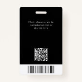 QRコード従業員フォトブラックバッジ バッジ (裏面)