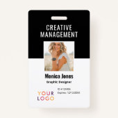 QRコード従業員フォトブラックバッジ バッジ (正面)