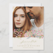 QRコード微妙なフローラ春バンド日付を保存 招待状 (正面)