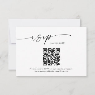 QRコード応答カード ミニマリストのウェディングRSVP サンキューカード