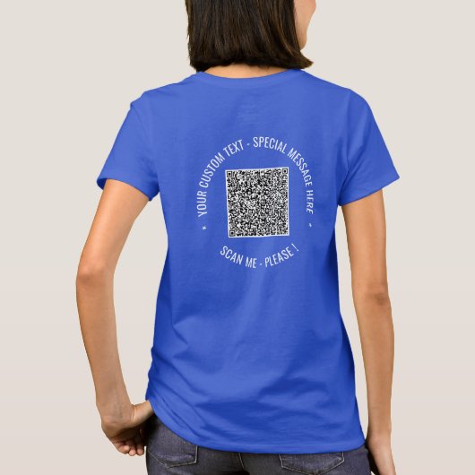 QRコード情報モダン文字パーソナライズされたTシャツ Tシャツ (裏面)