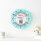 QRコード情報文字とロゴプロモーションクロック ラージ壁時計 (ホーム)