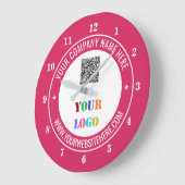 QRコード情報文字のロゴと色モダン時計 ラージ壁時計 (傾斜)