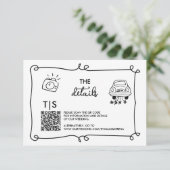 QRコード手描きドゥードル出欠返信カード 出欠カード (スタンド正面)