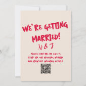 QRコード手書お洒落はっきりしたレトロ結婚s 招待状 (裏面)