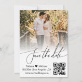 qrコード手書きカップルの写真の保存日付 ノートカード (正面)