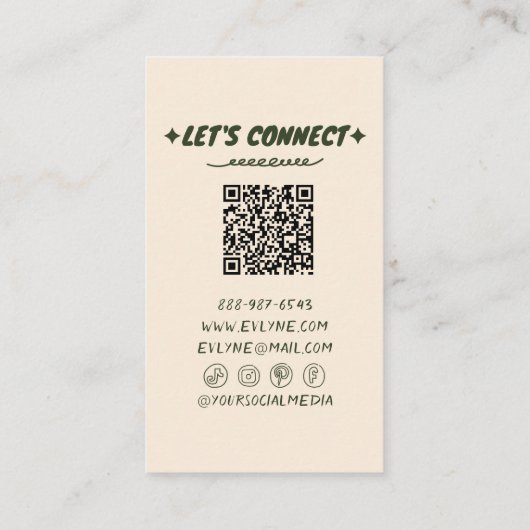 QRコード手書きカラフルレトロファンキーフローラ 名刺 (裏面)