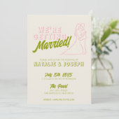 QRコード手書きカラフルレトロ写結婚真 招待状 (スタンド正面)