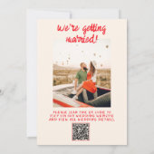 QRコード手書き赤予測できなケーキ写結婚真 招待状 (裏面)