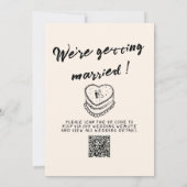 QRコード手書ユニーク予測できな結婚ヴィンテージ 招待状 (裏面)