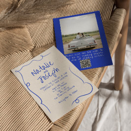 QRコード手書写真描モダン結婚s 招待状