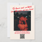 QRコード手書形ヴィンテージ予測できな写真結婚の 招待状 (裏面)