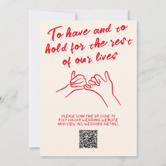 QRコード手書指ユニーク予測できな結婚ヴィンテージ 招待状 (裏面)