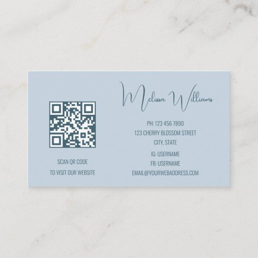 QRコード抽象芸術アートウェーブイニシャル 名刺 (裏面)