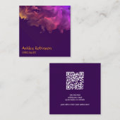 QRコード抽象芸術ビロード水彩名刺 スクエア名刺 (正面/裏面)