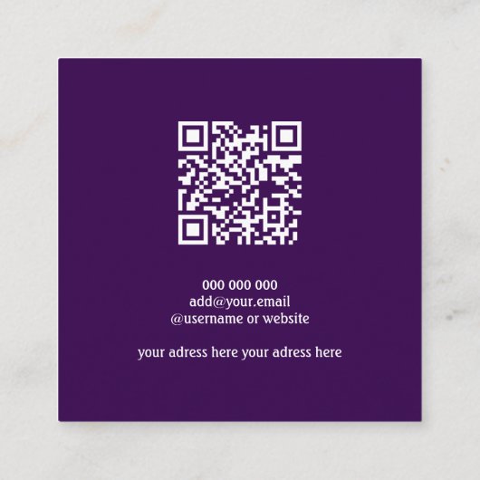 QRコード抽象芸術ビロード水彩名刺 スクエア名刺 (裏面)
