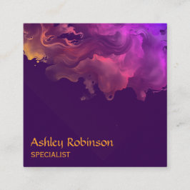 QRコード抽象芸術ビロード水彩名刺 スクエア名刺