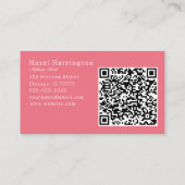 QRコード抽象芸術名刺ピンクかわいらし色 名刺 (裏面)