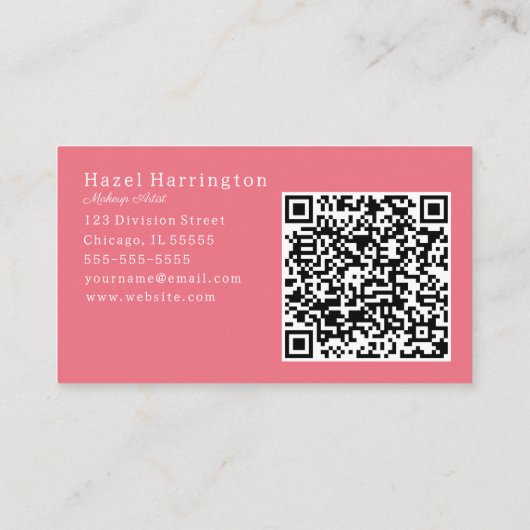 QRコード抽象芸術名刺ピンクかわいらし色 名刺 (裏面)
