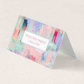 QRコード抽象芸術折り畳みビジネスカードピかわいらしンク 名刺 (正面)