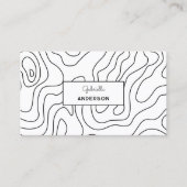 QRコード抽象芸術線パターンモノグラムホワイト 名刺 (正面)