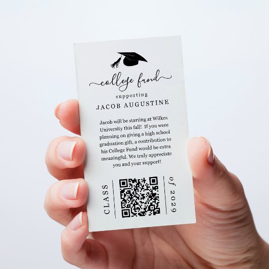 QRコード挿入付き卒業大学ファンドカード 名刺