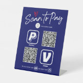 QRコード支払いオプションネイビーブルーモダントレンディー 台座サイン (正面)