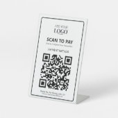 QRコード支払いロゴを支払うホワイトコンタクトレススキャン 台座サイン (正面)