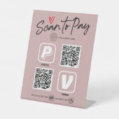 QRコード支払オプションほこりっぽいピンクモダントレンディー 台座サイン (正面)