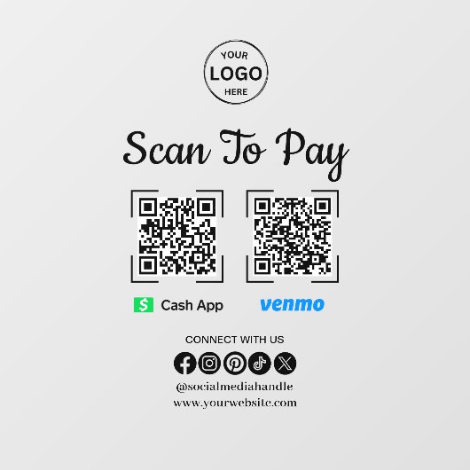 QRコード支払スキャンを支払うベンモ現金アプリロゴ ウィンドウサイン (シート)