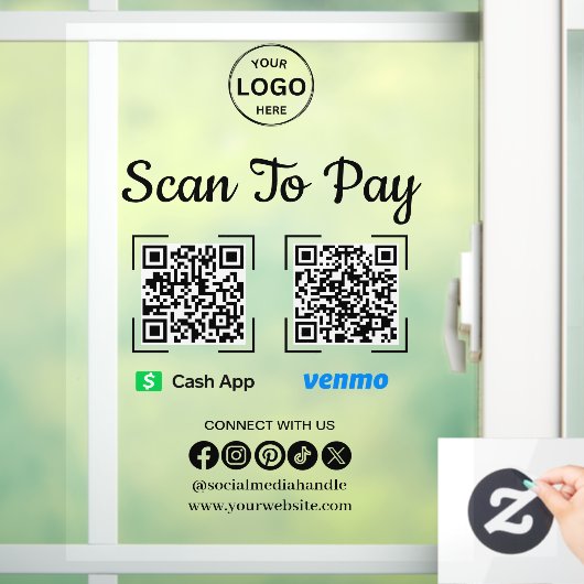 QRコード支払スキャンを支払うベンモ現金アプリロゴ ウィンドウサイン (ホーム)