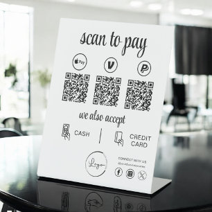 QRコード支払 – ビジネスロゴを支払うスキャン 台座サイン