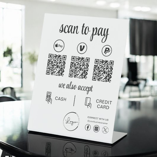 QRコード支払 – ビジネスロゴを支払うスキャン 台座サイン