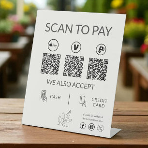 QRコード支払 – ビジネスロゴを支払うスキャン 台座サイン