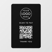 QRコード支払 |ブラックロゴ非接触型 ウィンドウサイン (シート)