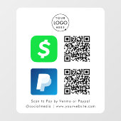QRコード支払 | CashApp Paypalスキャンして白を支払う ウィンドウサイン (シート)