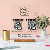 QRコード支払 | CashApp PayPal Scan-to-Payロゴ アクリルサイン (ウェディング)