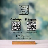 QRコード支払 | CashApp PayPal Scan-to-Payロゴ アクリルサイン (ニュートラル)