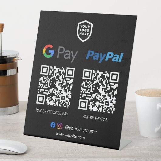 QRコード支払 | Google PayおよびPaypalスキャンして支払う 台座サイン (インサイチュ)