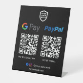 QRコード支払 | Google PayおよびPaypalスキャンして支払う 台座サイン (正面)