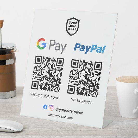 QRコード支払 | Google PayおよびPaypalスキャンして支払う 台座サイン (インサイチュ)