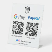 QRコード支払 | Google PayおよびPaypalスキャンして支払う 台座サイン (正面)
