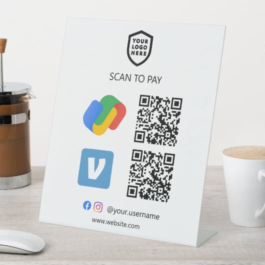 QRコード支払 | Google Pay & Venmoスキャンして支払う 台座サイン (インサイチュ)