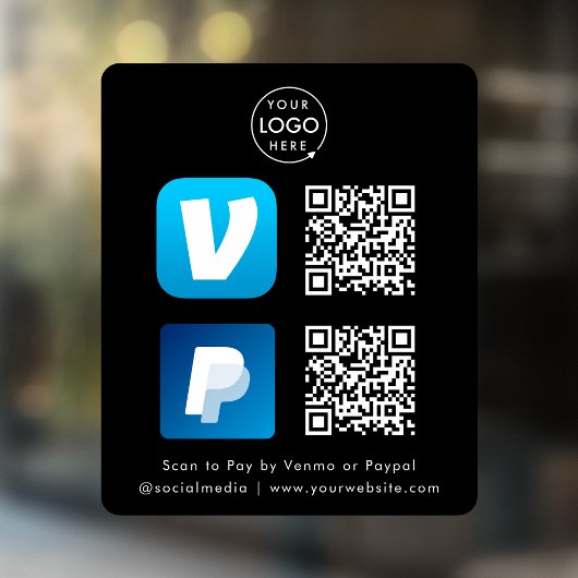 QRコード支払 | Venmo & Paypalスキャンしてブラックを支払う ウィンドウサイン